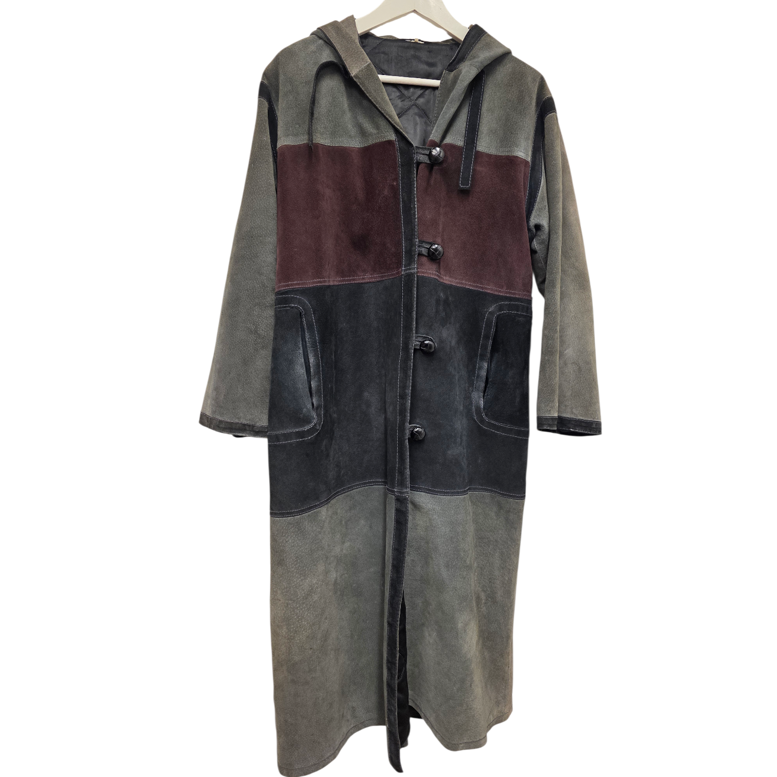 Kestilä kotimainen pitkä vintage patchwork nahkatakki 38